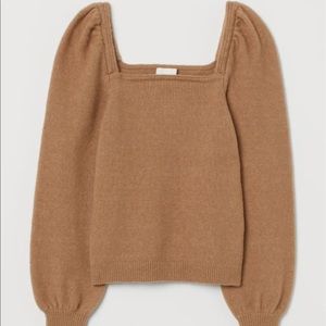 H&M square neck, puff sleeve sweater size small
